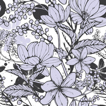 Load image into Gallery viewer, Black, White, &amp; Purple Floral Pattern
