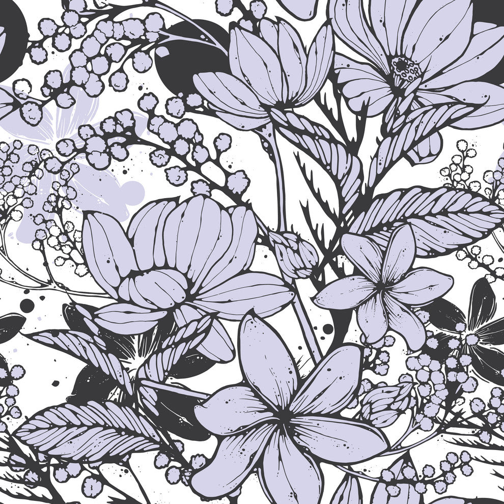 Black, White, & Purple Floral Pattern