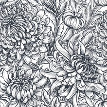 Load image into Gallery viewer, Black &amp; White Japanese Chrysanthemum Pattern
