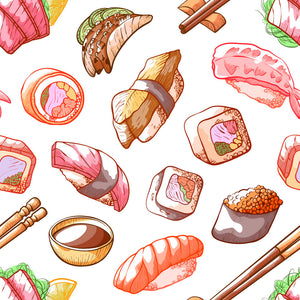 Sushi Pastel Watercolors Pattern