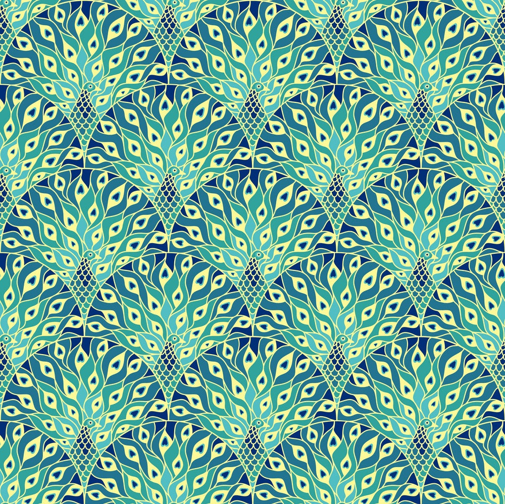 Peacocks w/ Green Color Pattern