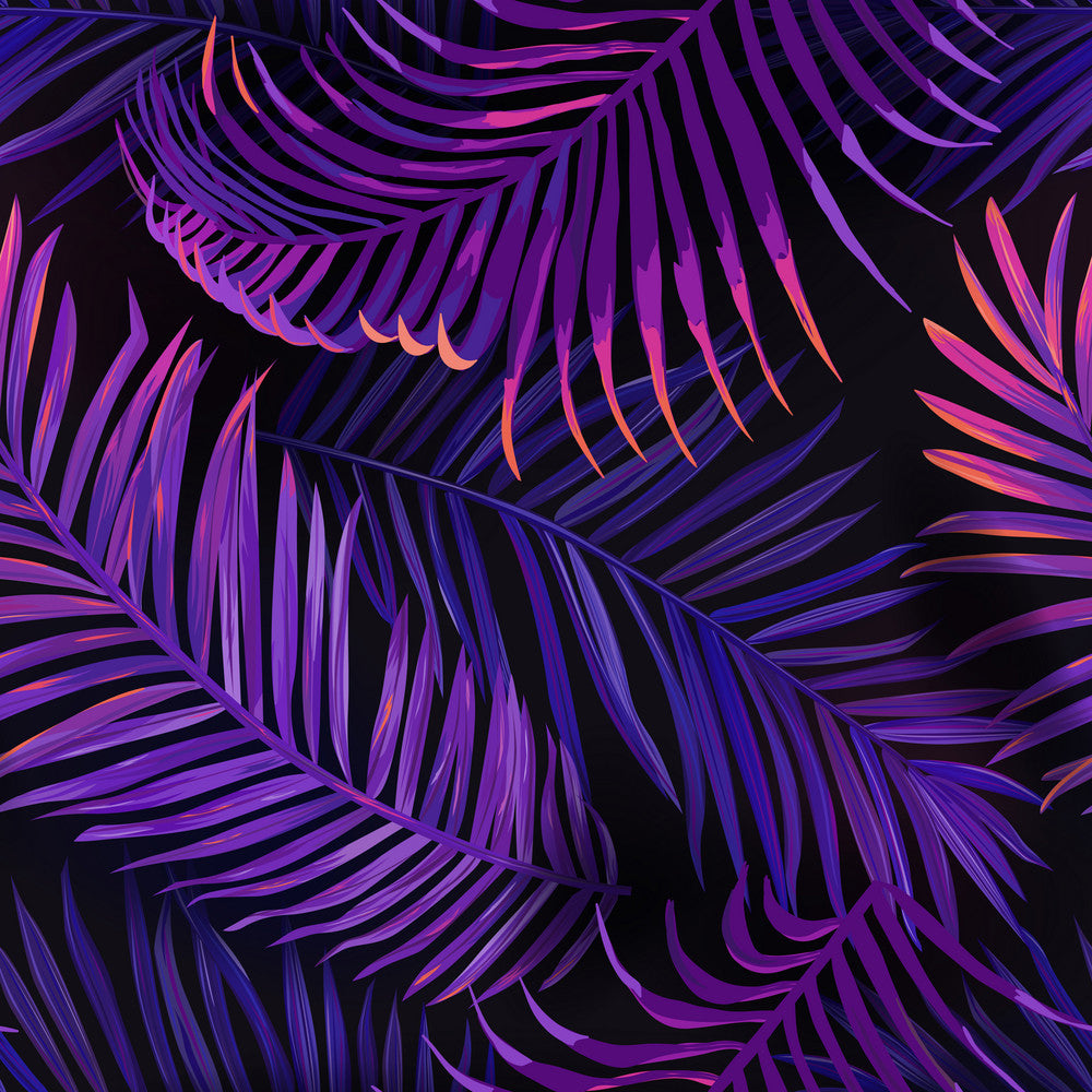 Jungle Foliage Dark Purples Pattern