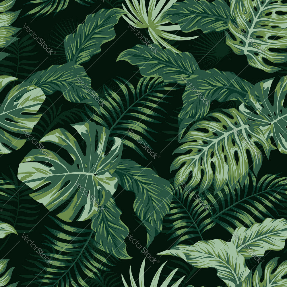 Jungle Foliage Dark Greens Pattern