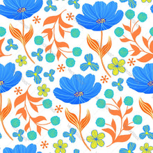 Load image into Gallery viewer, Blue Flowers w/ Orange Stems Pattern
