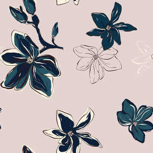 Green Flowers w/ Tan Background Pattern