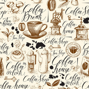 Coffee Shop Icons & Words Pattern