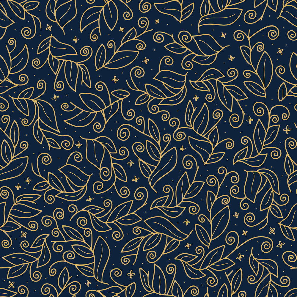 Gold & Navy Decorative Floral Pattern