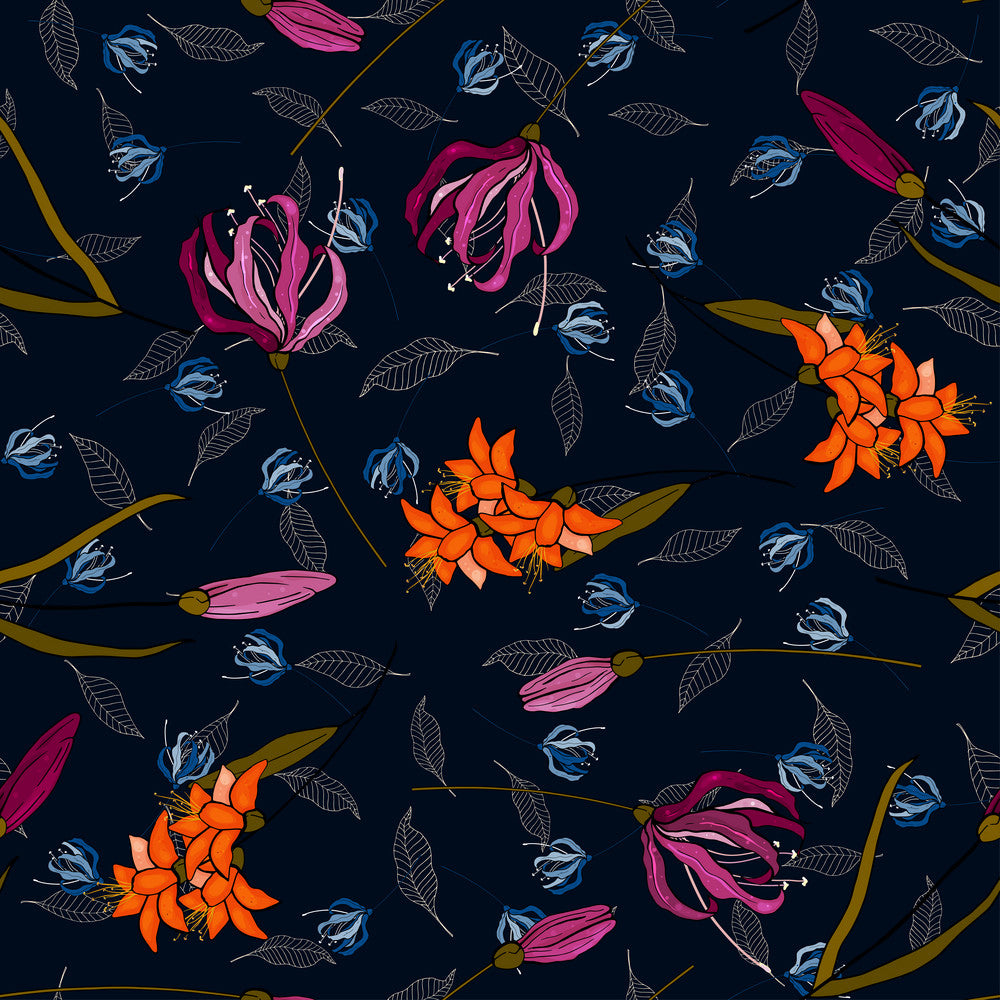 Flowers w/ Dark Background Pattern