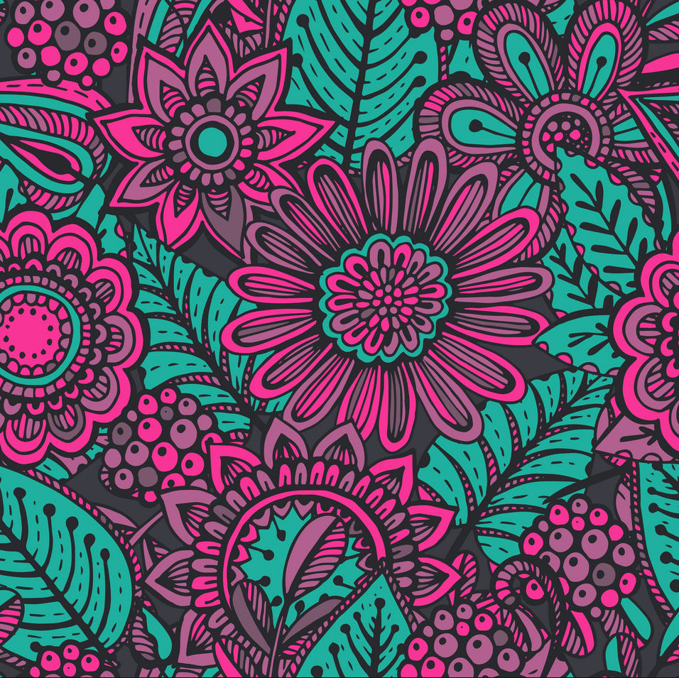 Pink & Teal Flowers Pattern