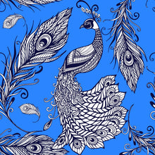 Load image into Gallery viewer, Peacock Feathers w/ Blue Background Pattern
