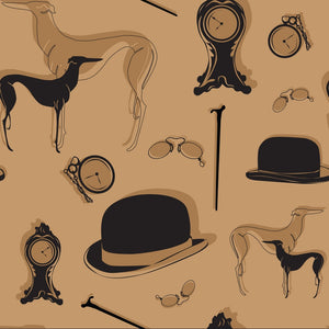 Art Nouveau Hats & Hounds Pattern