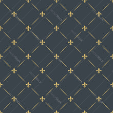 Load image into Gallery viewer, Fleur-De-Lis Gold w/ Blue Background Pattern
