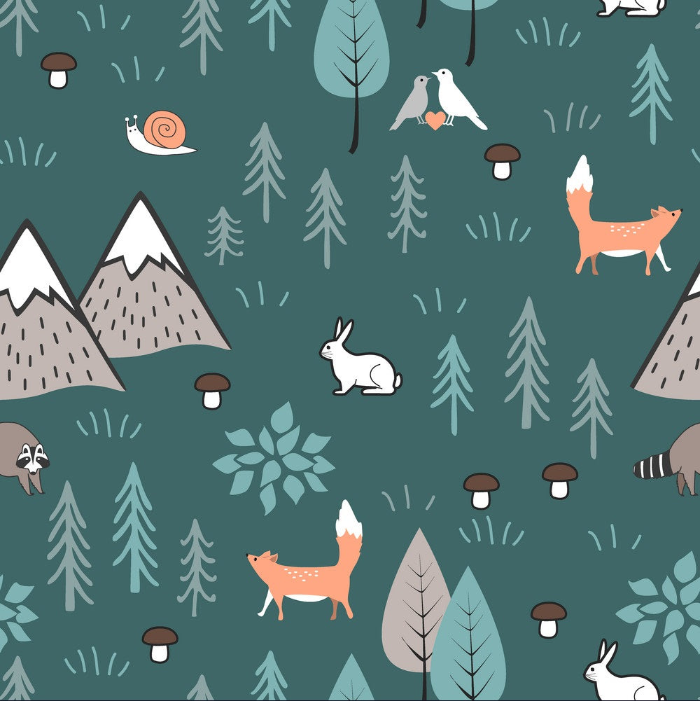 Fox, Rabbit & Forest Pattern