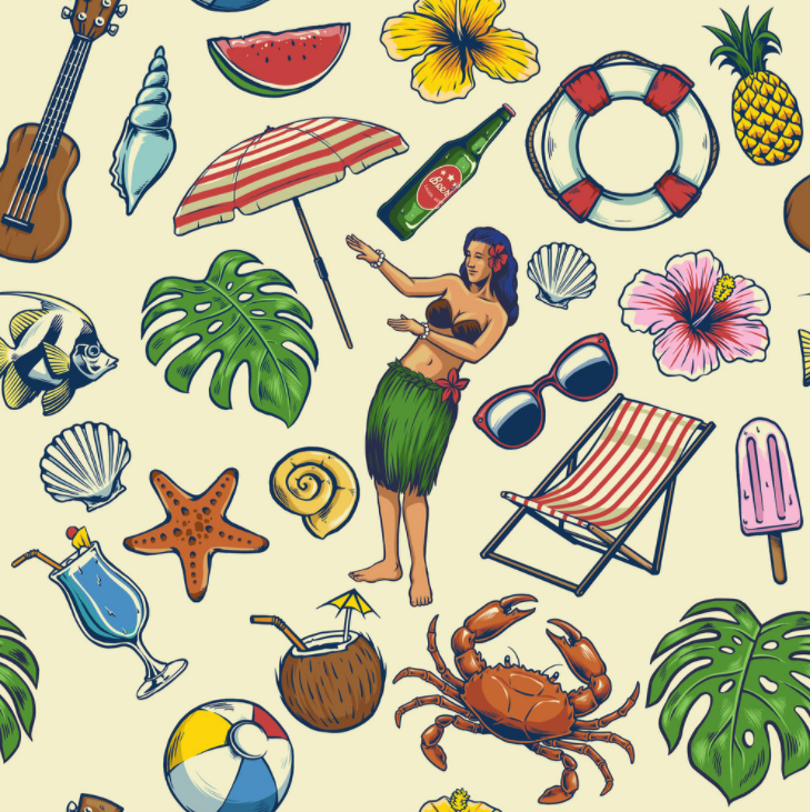 Hawaii Beach Icon Pattern