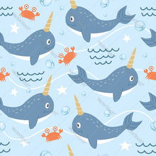 Load image into Gallery viewer, Cute Narwhal &amp; Crab Pattern

