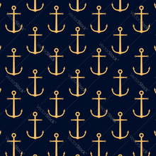 Load image into Gallery viewer, Gold Anchors w/ Blue Background Pattern
