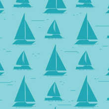 Load image into Gallery viewer, Sailboats Teal w/ Light Teal Background Pattern
