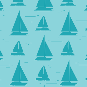 Sailboats Teal w/ Light Teal Background Pattern