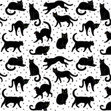 Load image into Gallery viewer, Black Cats &amp; Paw Prints Pattern
