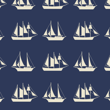 Load image into Gallery viewer, Ships White w/ Blue Background Pattern
